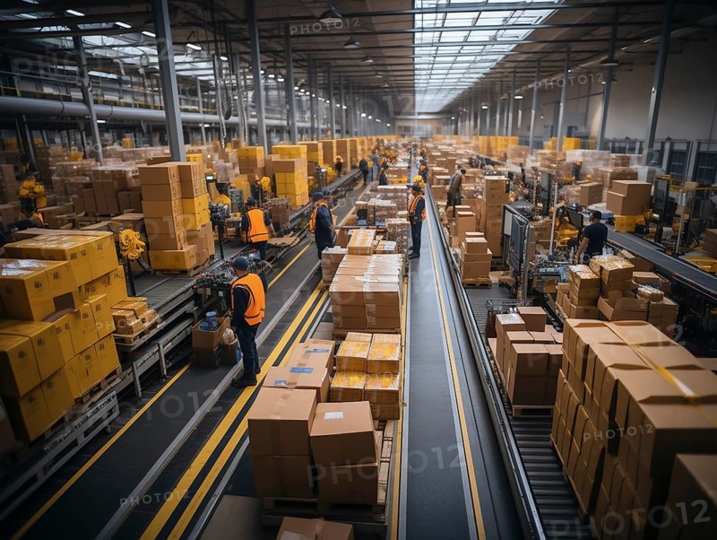 Postal packages in a warehouse