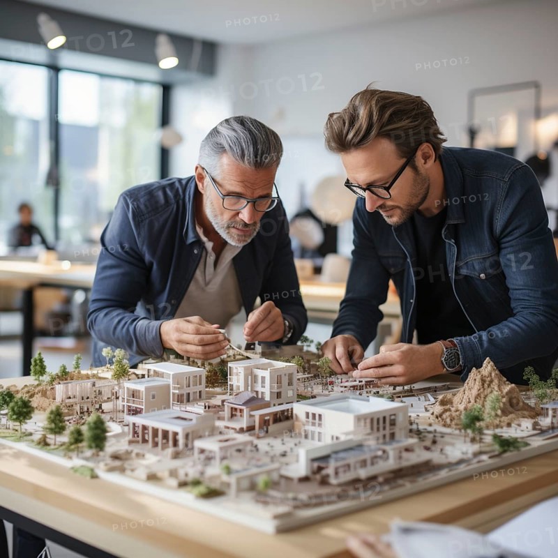 Architects at work planning a residential district
