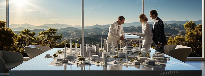 Architects at work planning a residential district