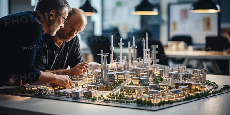 Architects at work planning a residential district