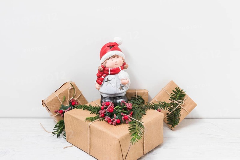 Ornament doll present boxes