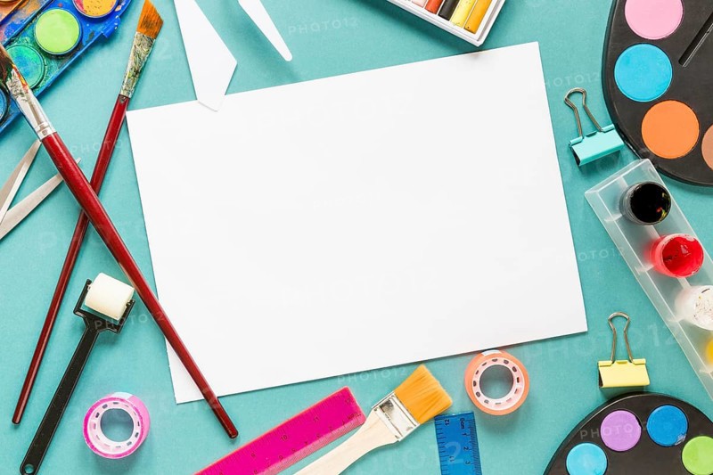 Paper sheet artist painting tools frame
