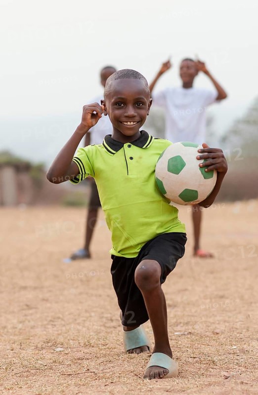 Portrait african child with football ball 2