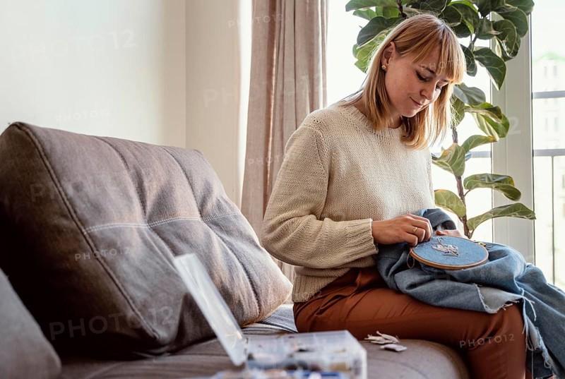Tailor woman working from home