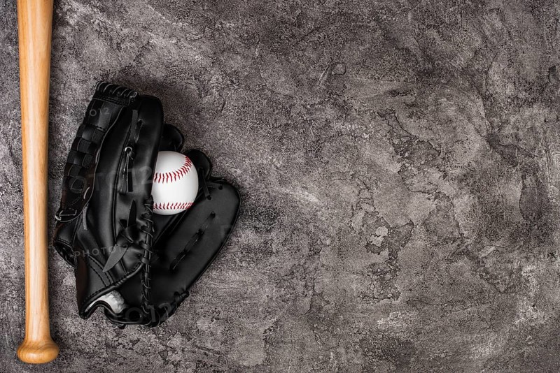 Top view baseball glove with copy space