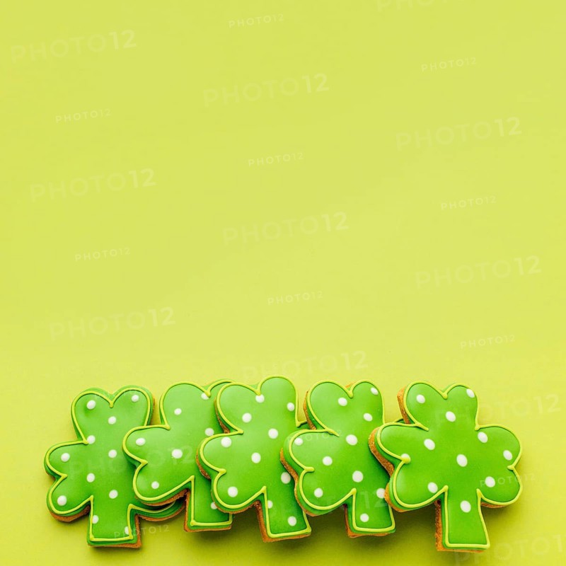 Top view clover cookies frame
