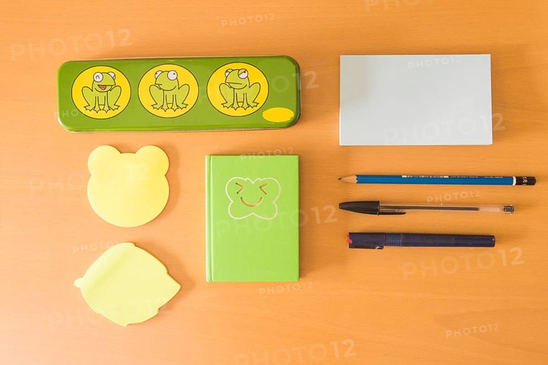 Top view composed school supplies