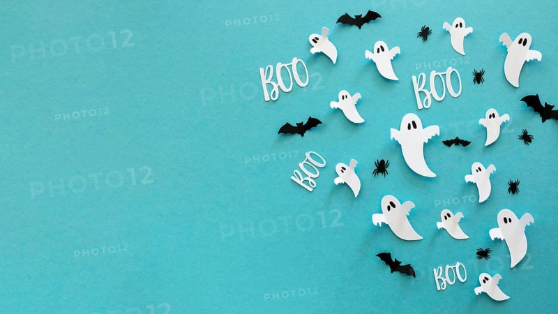 Top view halloween elements with copy space