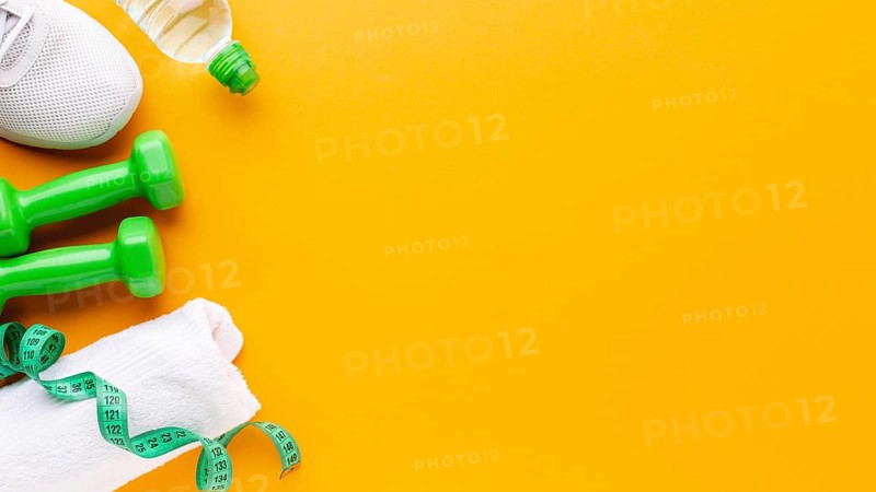 Towel green weights meter with copy space