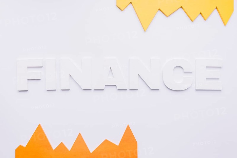 Yellow orange graph with finance text white background