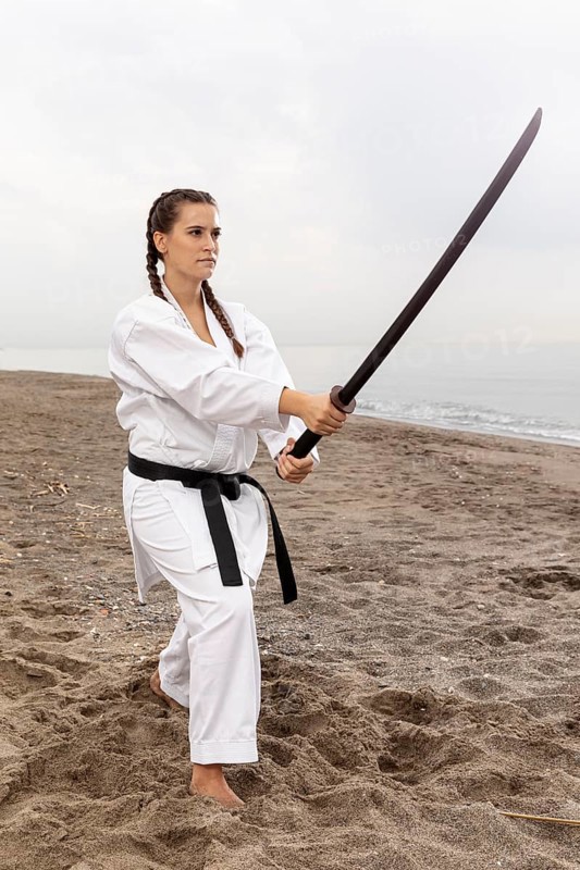 Young girl karate outfit training