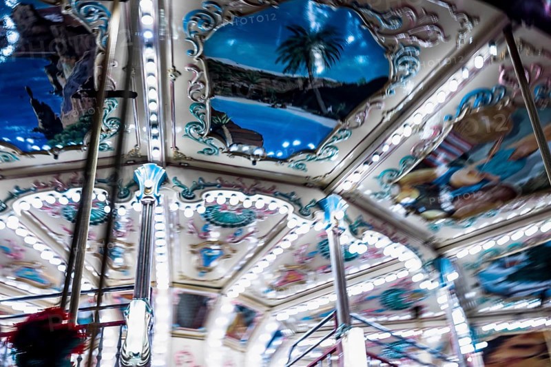 Blurred carousel children s merry go round night