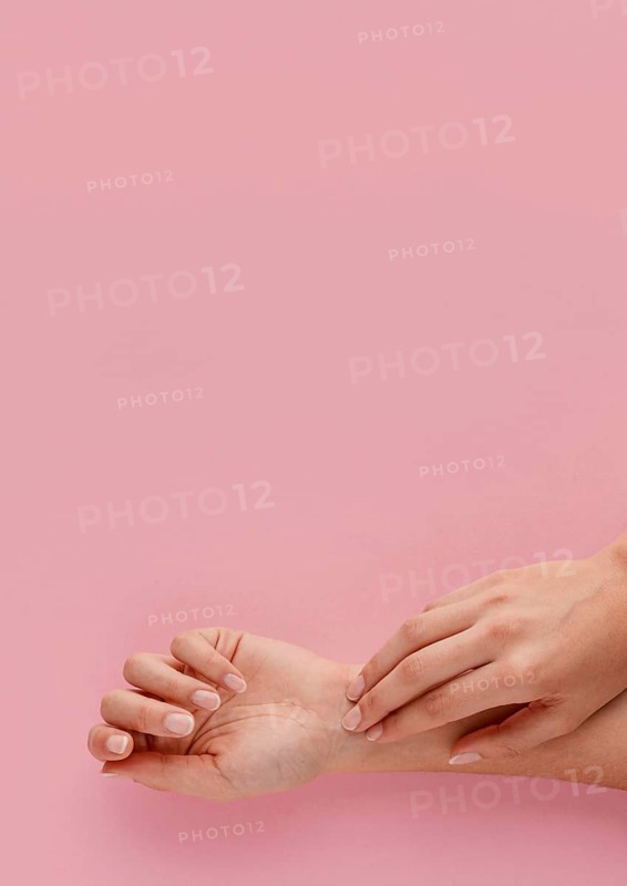 Close up hands with copy space