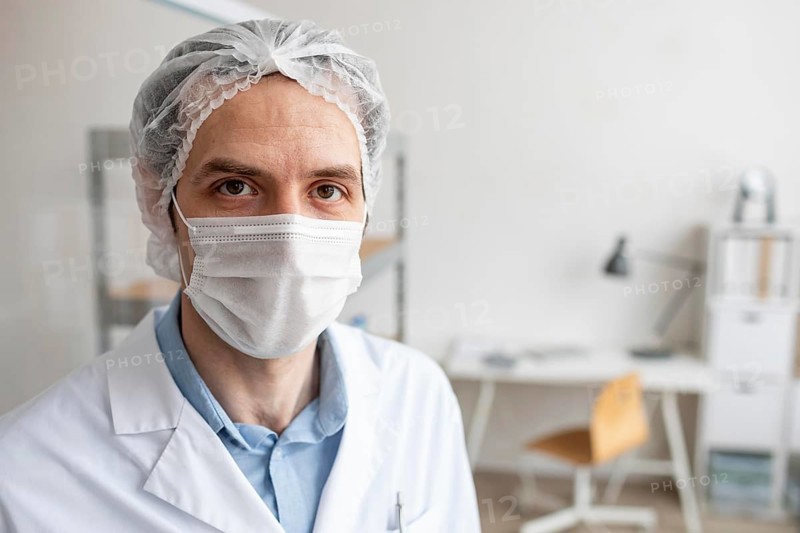 Close up researcher wearing mask