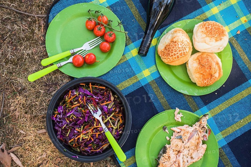 Composition picnic food wine