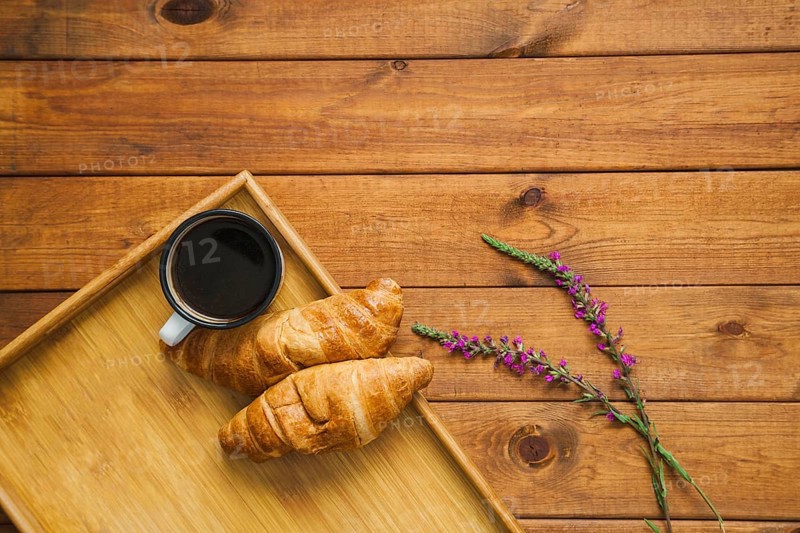 Croissants coffee romantic arrangement