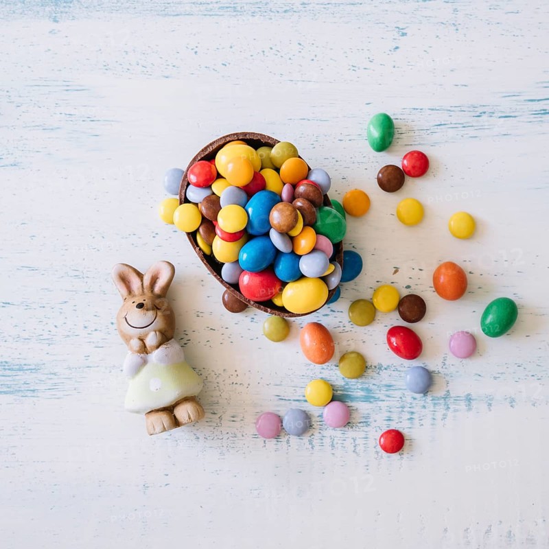 Cute bunny near easter sweets