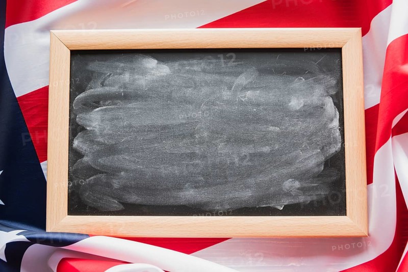 Dirty chalkboard american flag background