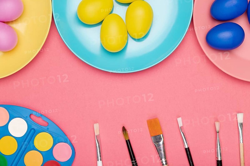 Easter eggs coloring process