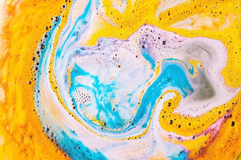Full frame colorful color mix natural bath bomb