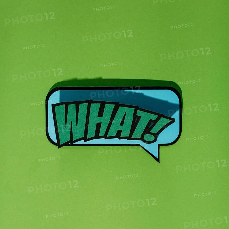 Green what text speech bubble green background