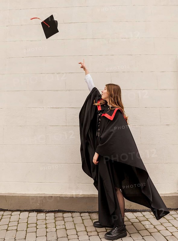 High angle graduated girl