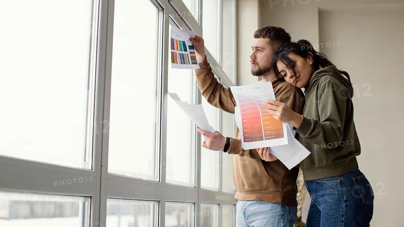 Medium shot couple with plans