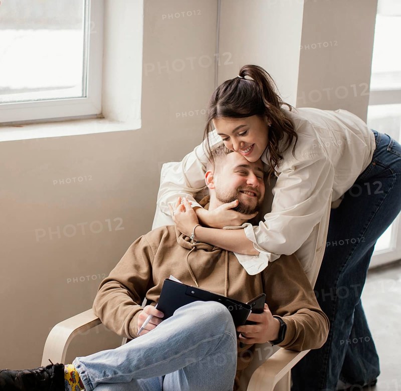 Medium shot woman holding man