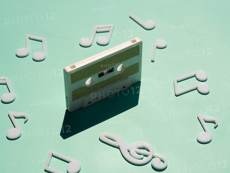 Old white cassette light with shadow