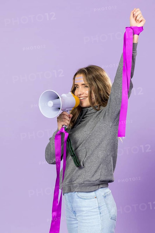 Portrait female activist protesting