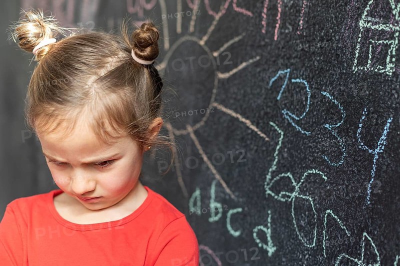 Portrait little girl upset 4