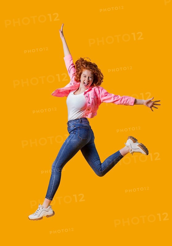 Portrait young woman jumping 8