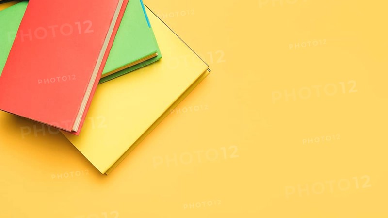 Stack books with vivid covers