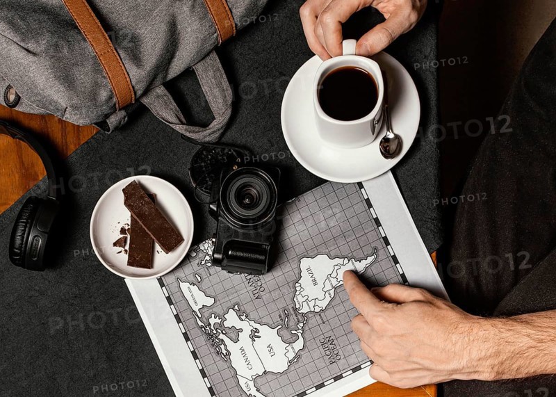 Top view assortment different traveling elements 2