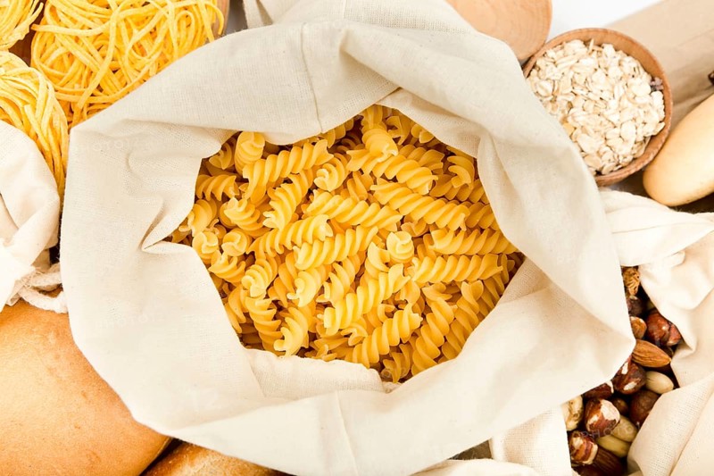 Top view bag with pasta assortment nuts
