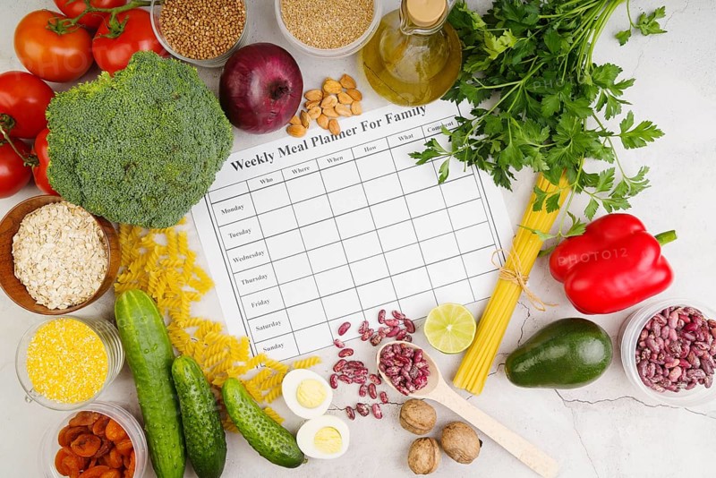 Weekly meal planner family concept