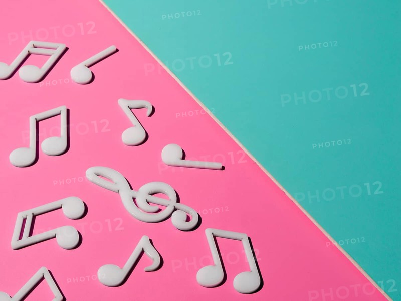 White musical notes with copy space