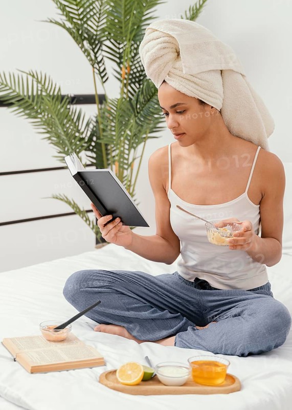 Young woman making natural face mask 2