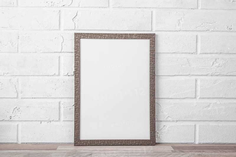 Blank frame shelf white wall