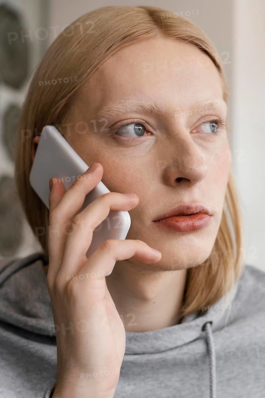 Close up woman talking phone