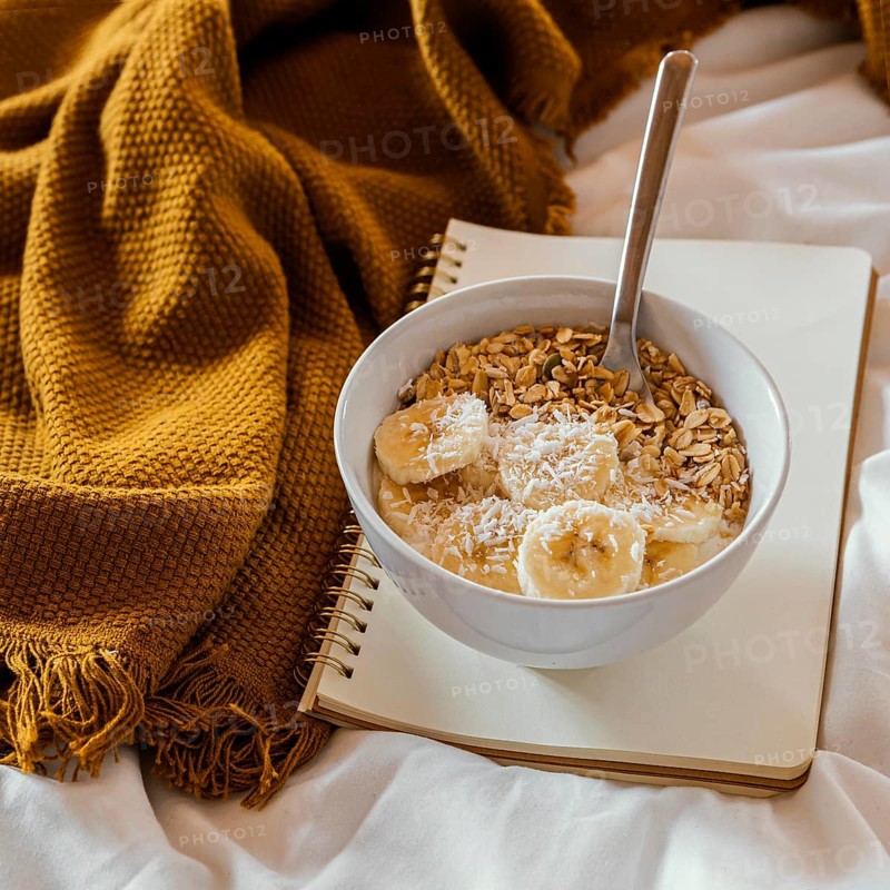 Delicious breakfast with cereals banana