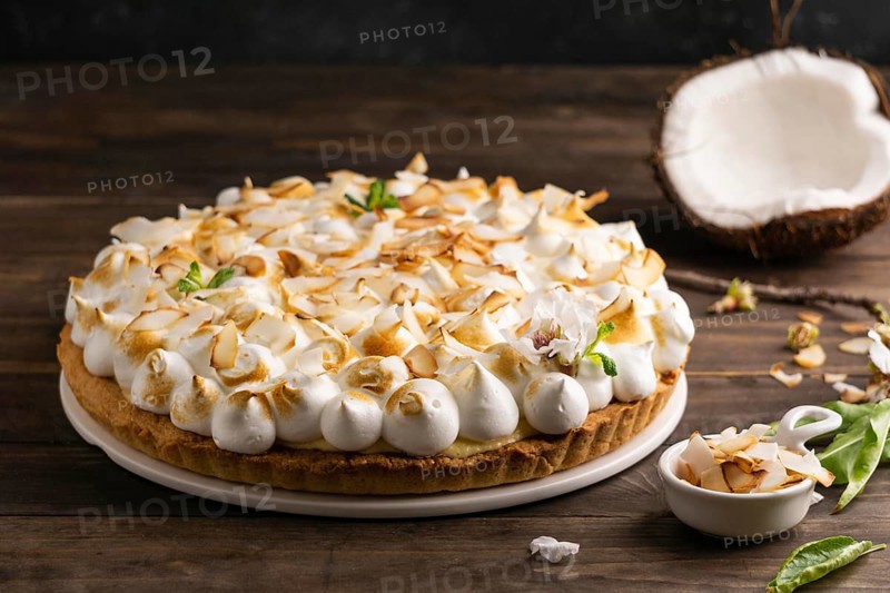 Delicious cake wooden table high angle