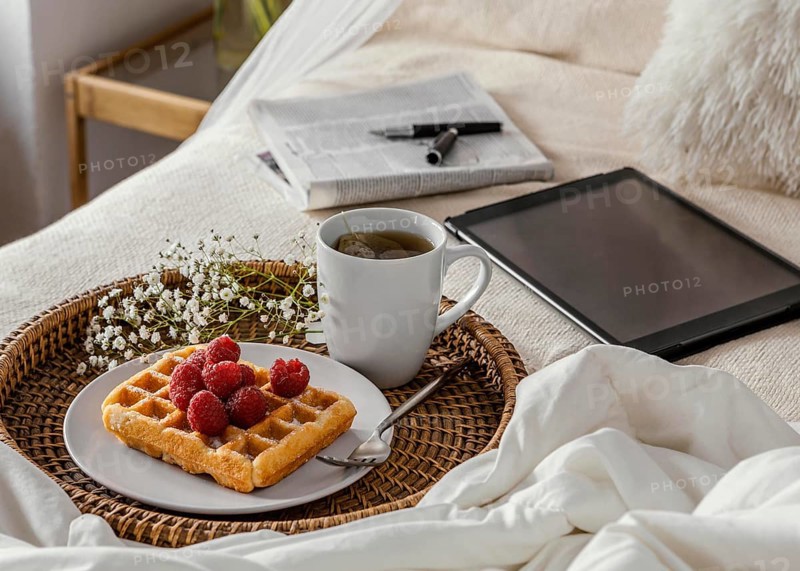 High angle tea waffle arrangement