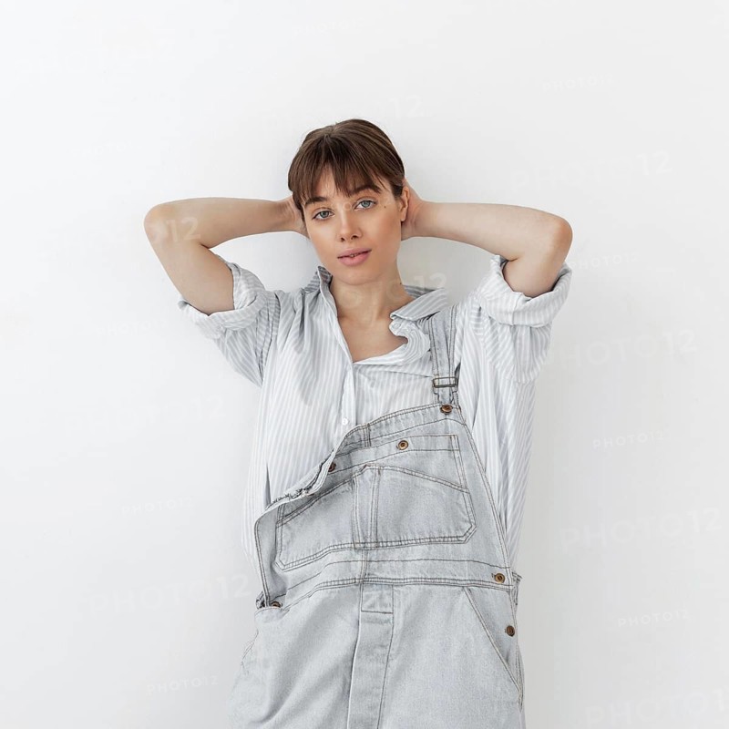 Portrait beautiful young female wearing jumpsuit 2
