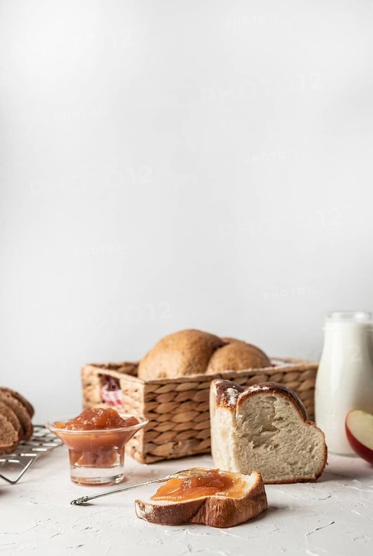 Slices sweet bread with jam