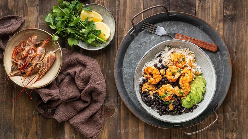 Top view brazilian food plate