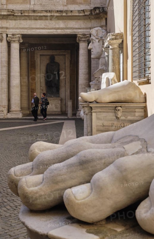 Foot of the colossal statue of Emperor Constantine in the Palace of the Conservators