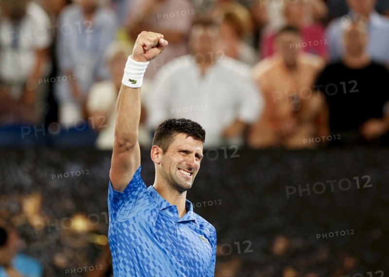 Novak Djokovic celebrates after winning