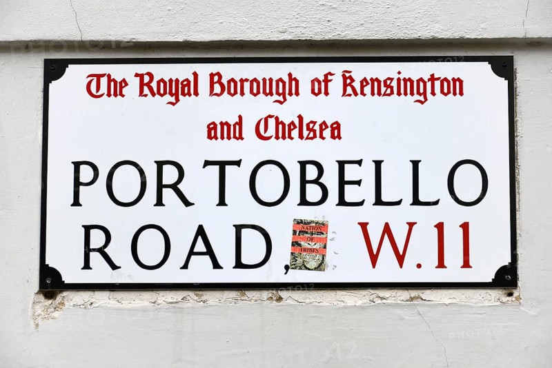 Street sign Portobello Road in the Notting Hill neighbourhood of London