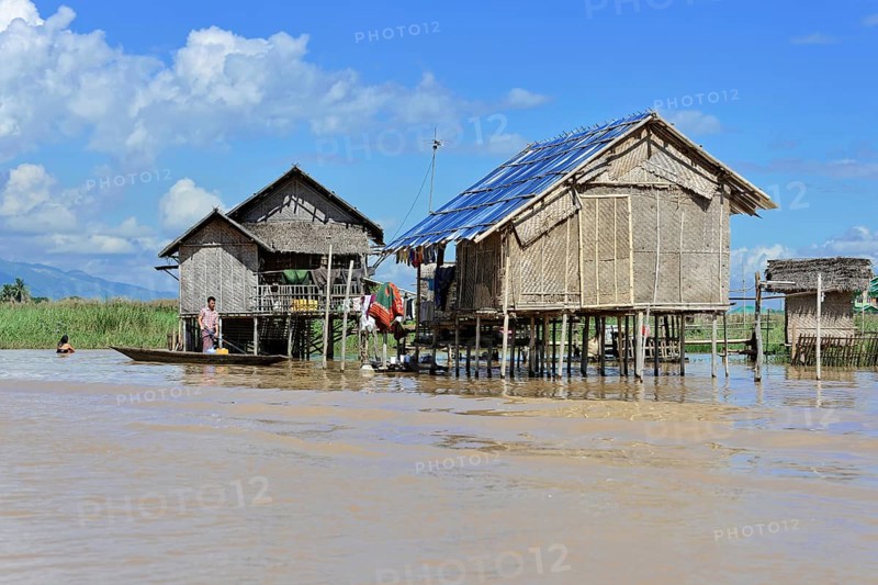 Reed huts on Inle Lake